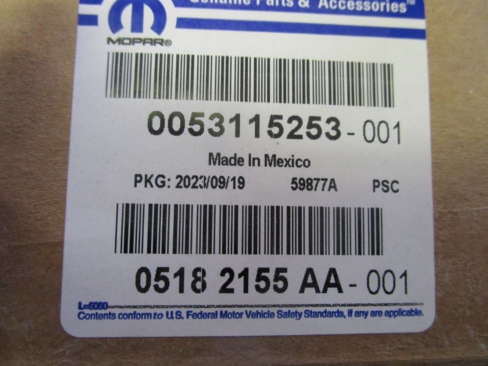 NEW OEM MOPAR anti-chip film front lower left-side 0518 2155 AA