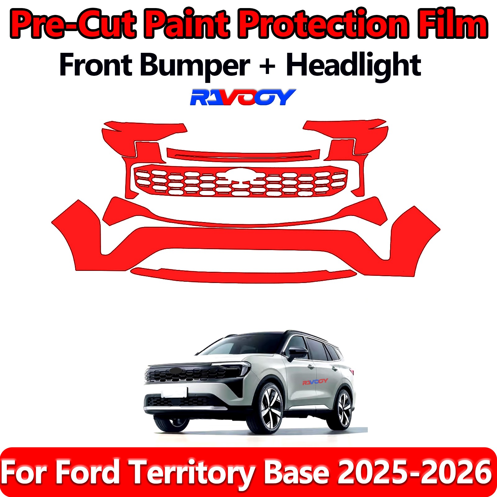 8.5Mil PreCut Front Bumper PPF Kit Film For Ford Territory Base 2025-2026
