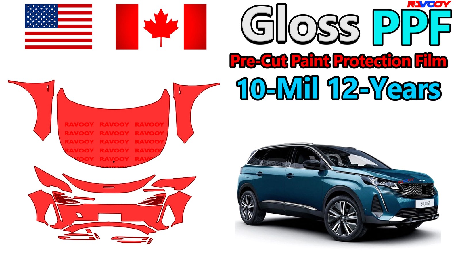 PreCut PPF Paint Protection Film For Peugeot 5008 GT 2021-2023