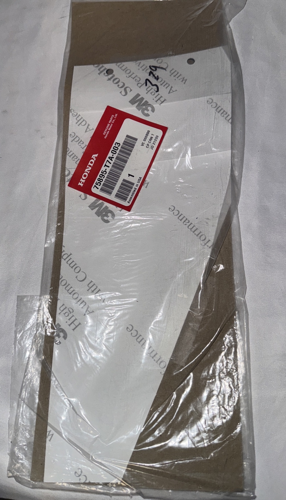 New OEM Genuine Honda Rear Left Door Protection Tape 75895T7A003