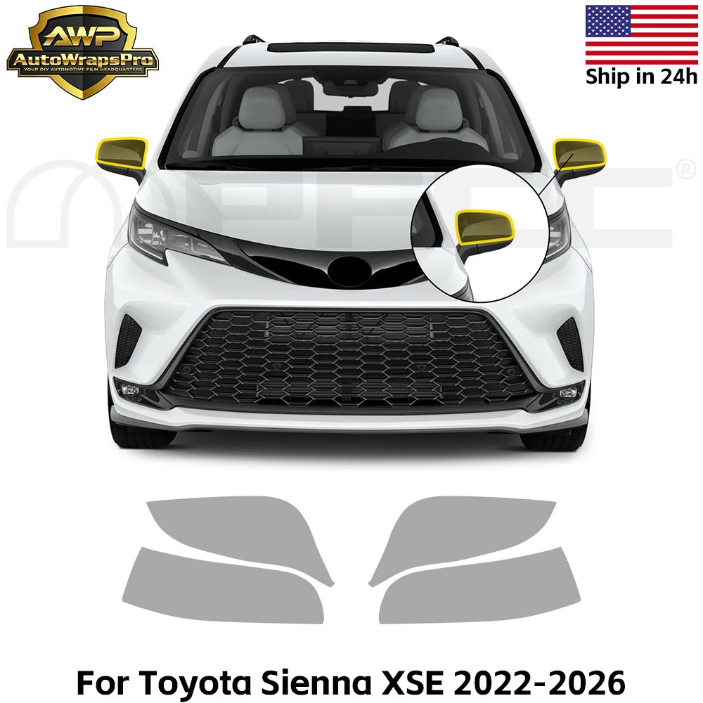 Toyota Sienna 2022-2026 Rearview Mirror PreCut Paint Protection Clear Bra PPF