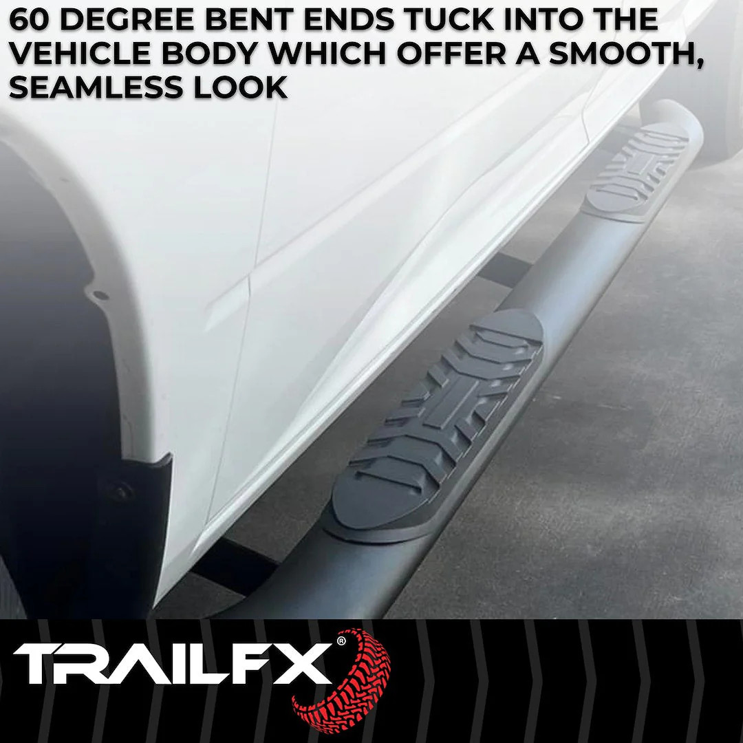 TrailFX 4″ Oval Bent Step Bar For GM Silverado/Sierra Crew-Black (A1003B)