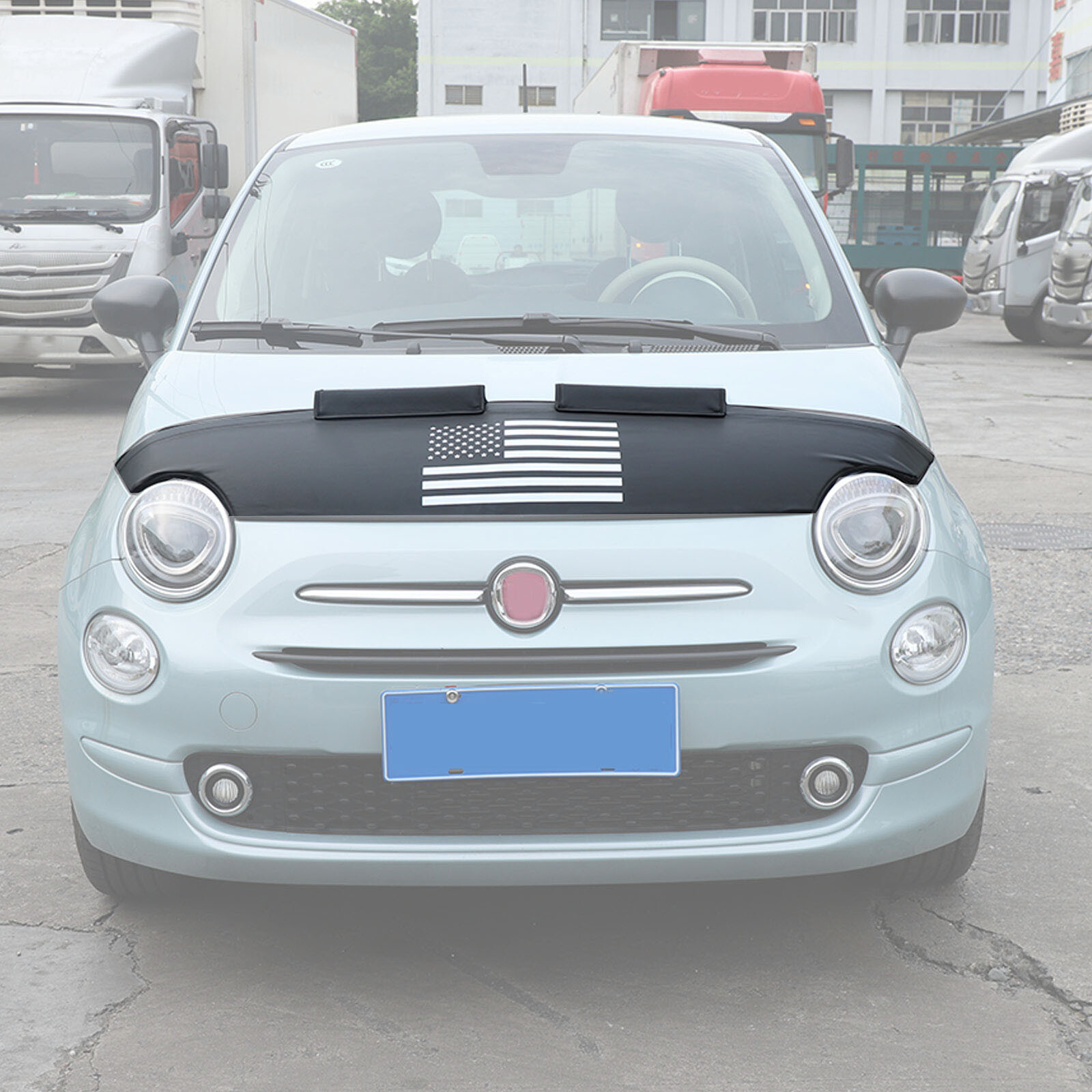 Front Bumper Lebra Car Bonnet Mask Hood Bra Fit For Fiat 500 500C 2007-24 Black