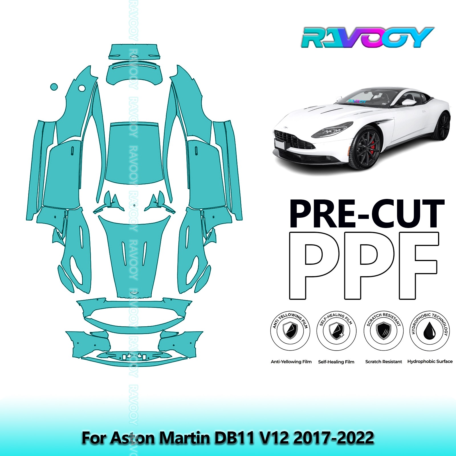 PreCut Paint Protection Film PPF For Aston Martin DB11 V12 2017-2022