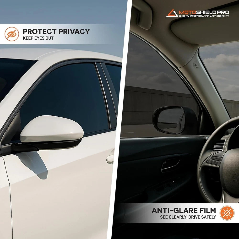 MotoShield Pro 25% VLT Nano Ceramic Window Tint for Car 20” 20in x 10 ft,
