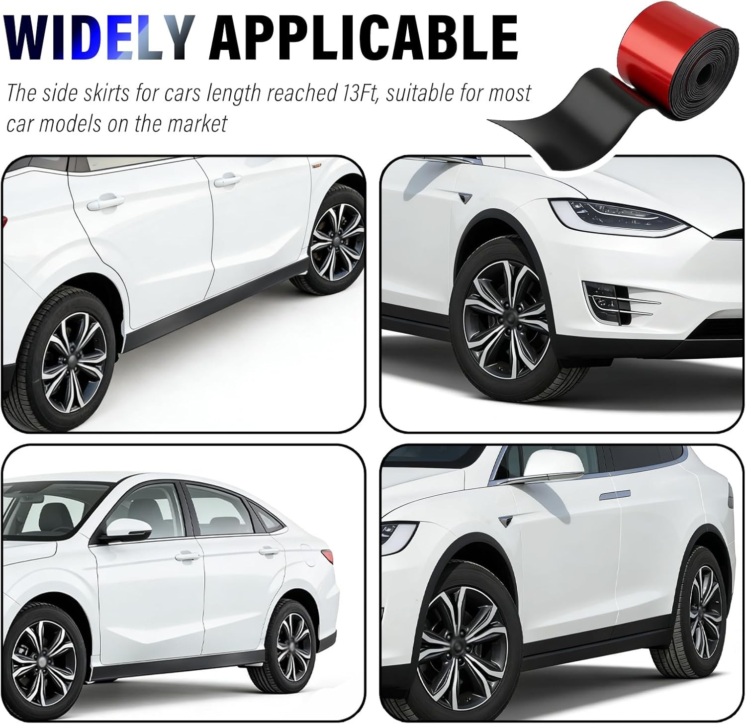 13FT Bumper Protector Edge Guard Side Skirt For Lincoln Rubber Rocker Panel Trim