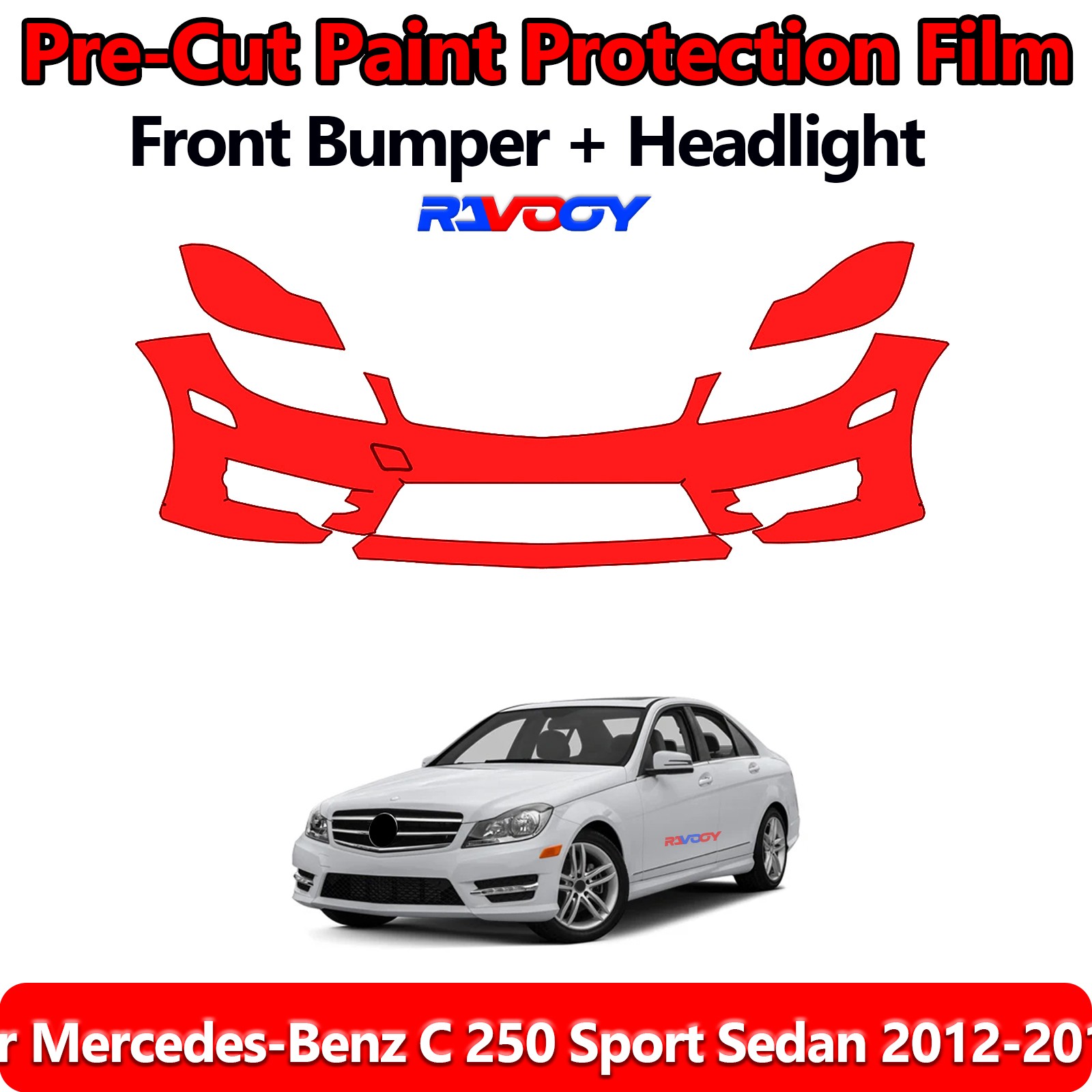 PreCut Front Bumper PPF Kit Film For Mercedes-Benz C 250 Sport Sedan 2012-2014