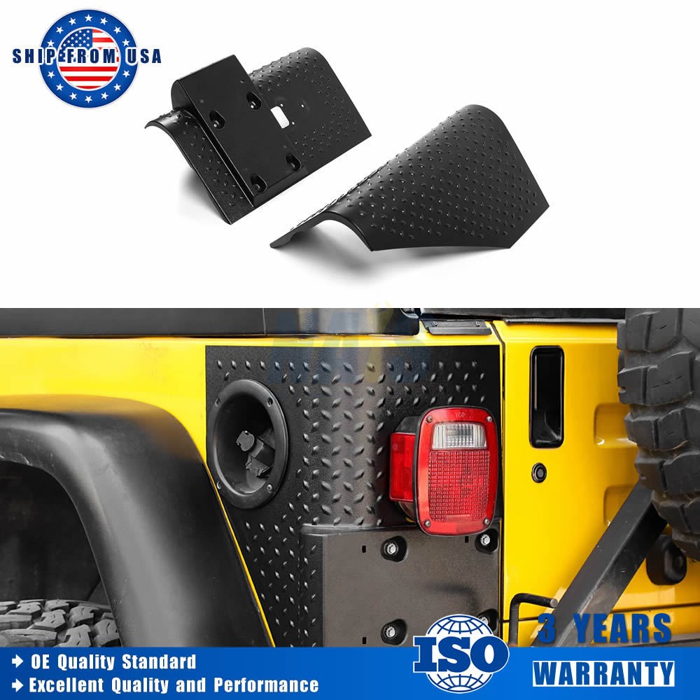 2X Black Rear Body Corner Guards Taillight Armors Kit Fit Jeep Wrangler TJ 97-06