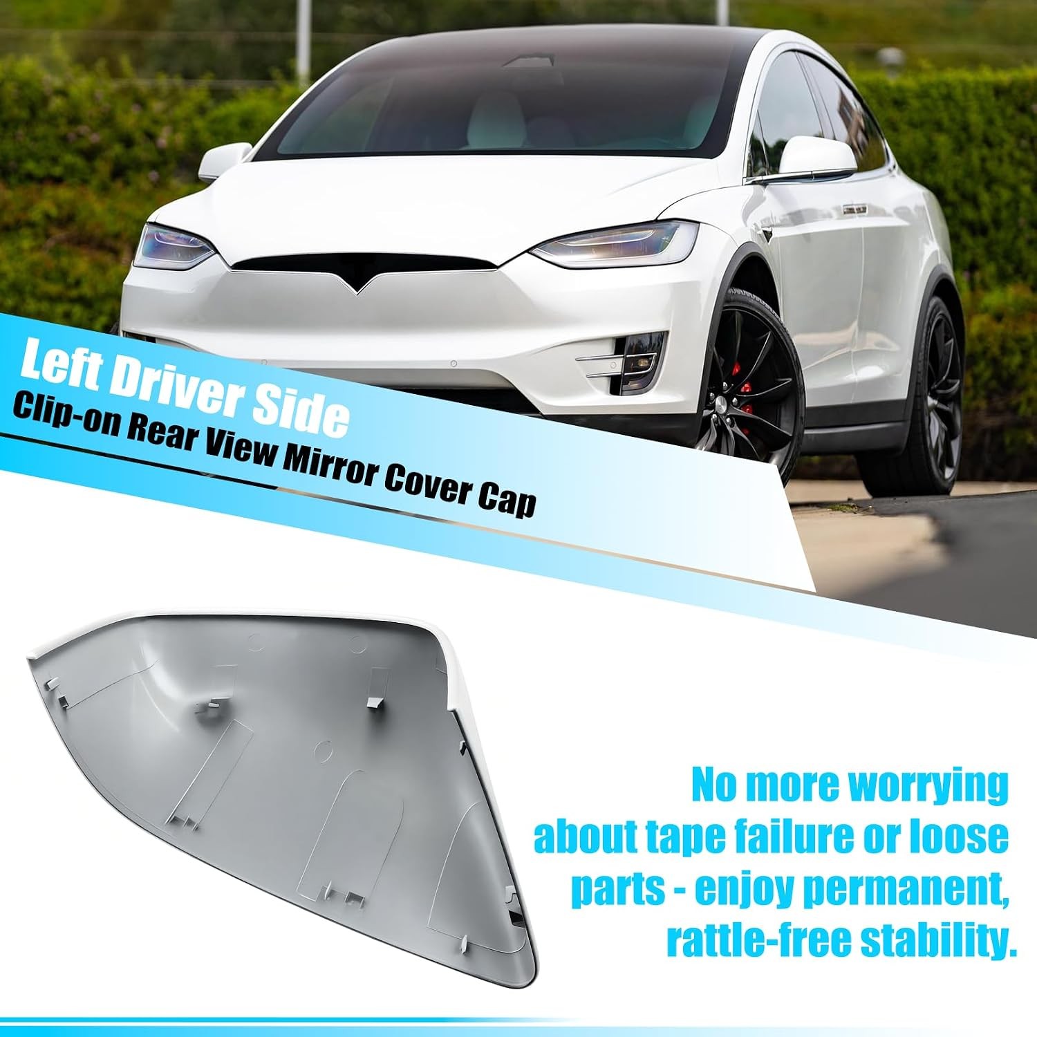 Tesla Model X Mirror Cover 2016-2025 Left Driver Side Clip-on Cap 1054430-11-D