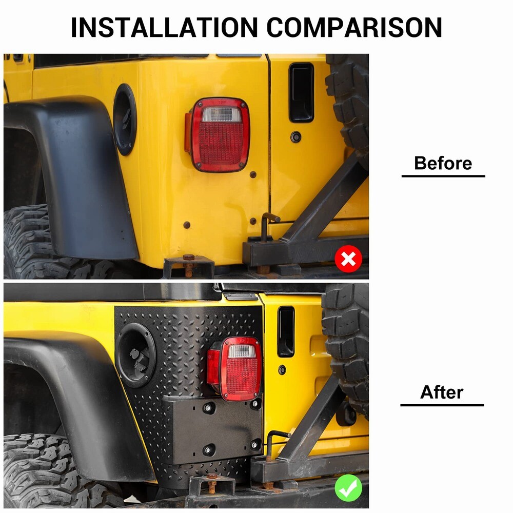 Set of 2 Rear Body Corner Guards Armors Kit Quarter Panel Fit Jeep Wrangler TJ