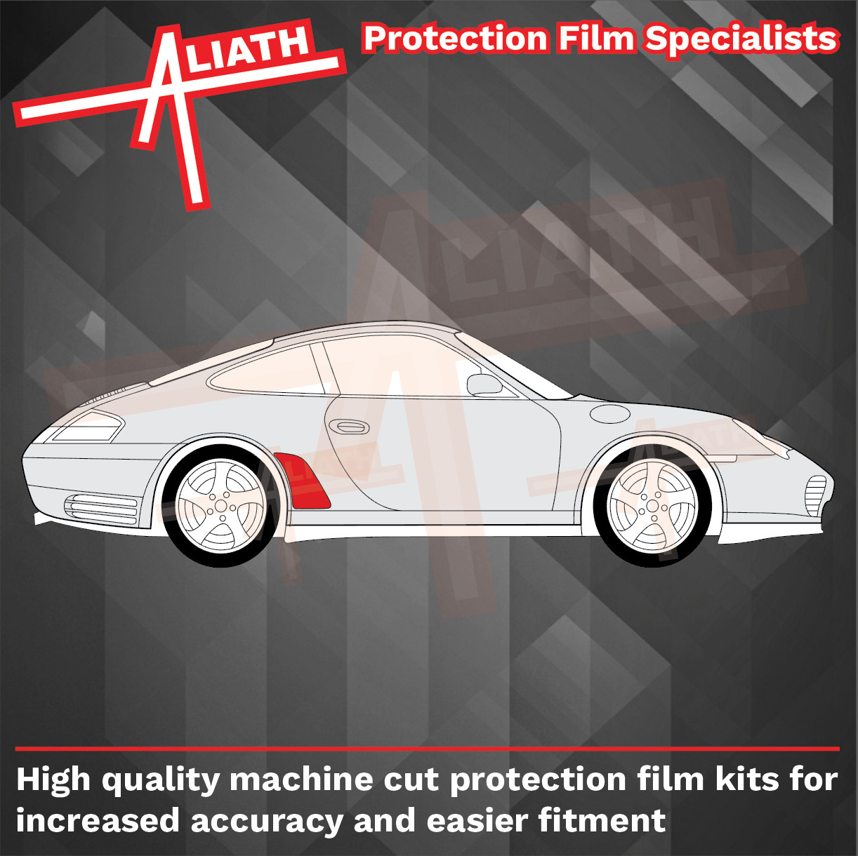 Fit Porsche 911 996 97-04 Rear Arch BLACK Stone Chip Guard Paint Protection Film