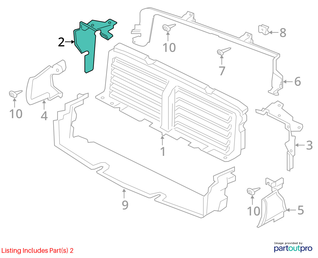 2017-2020 Jaguar F-Pace Radiator Right Inner Shield Deflector T4A4289