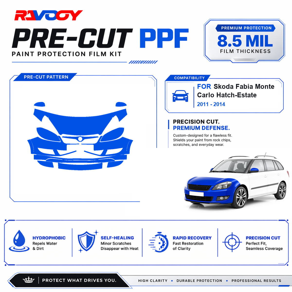 Precut PPF Front Kit For 2011-2014 Skoda Fabia Monte Carlo Hatch-Estate
