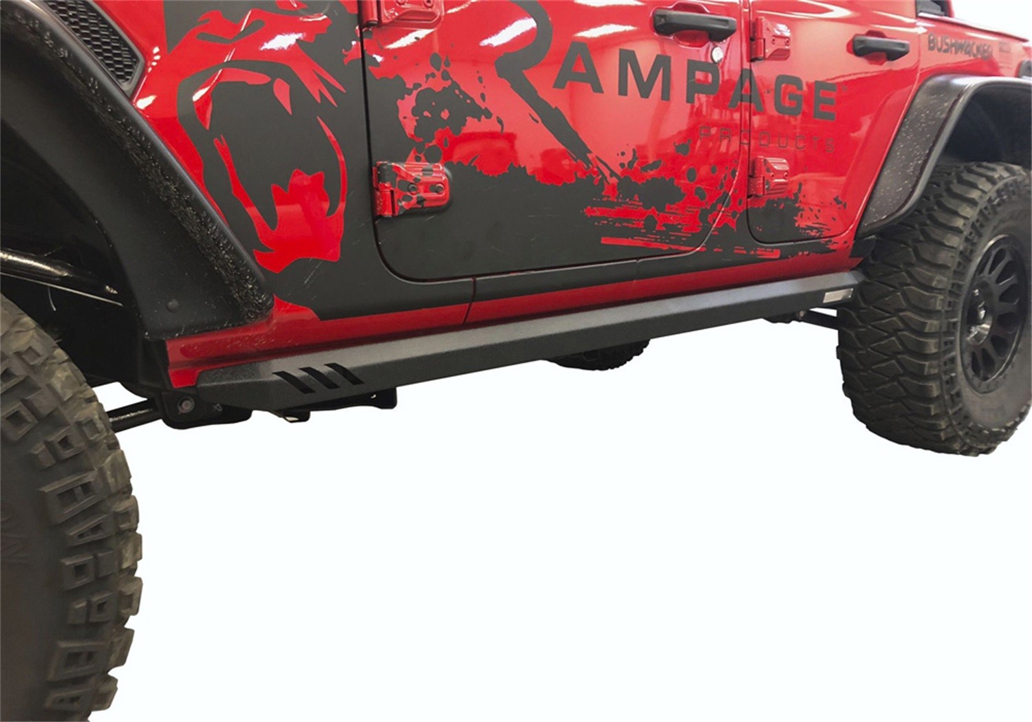 Rampage 26410031 Rock Rail Nerf Bar Black for 18-26 Jeep Wrangler JL 4DR