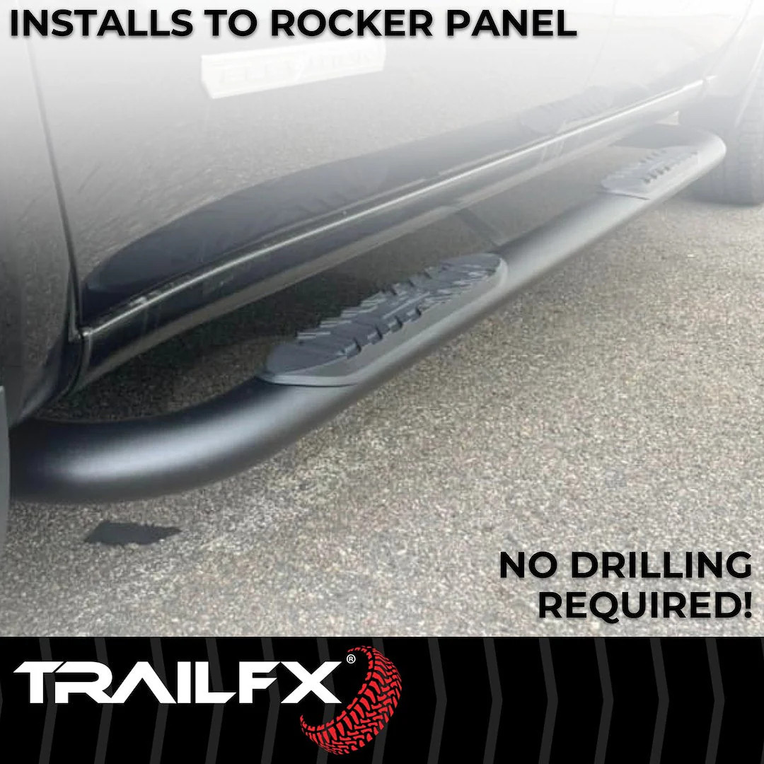 TrailFX 4″ Oval Bent Step Bar For GM Silverado/Sierra Crew-Black (A1003B)