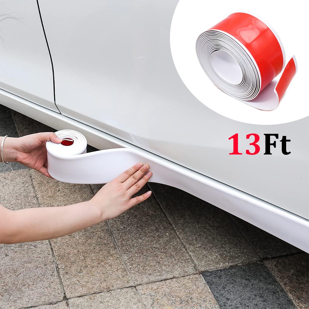13FT Rubber Side Skirt Rocker Panel Trim Bumper White Protector Strip For Dodge