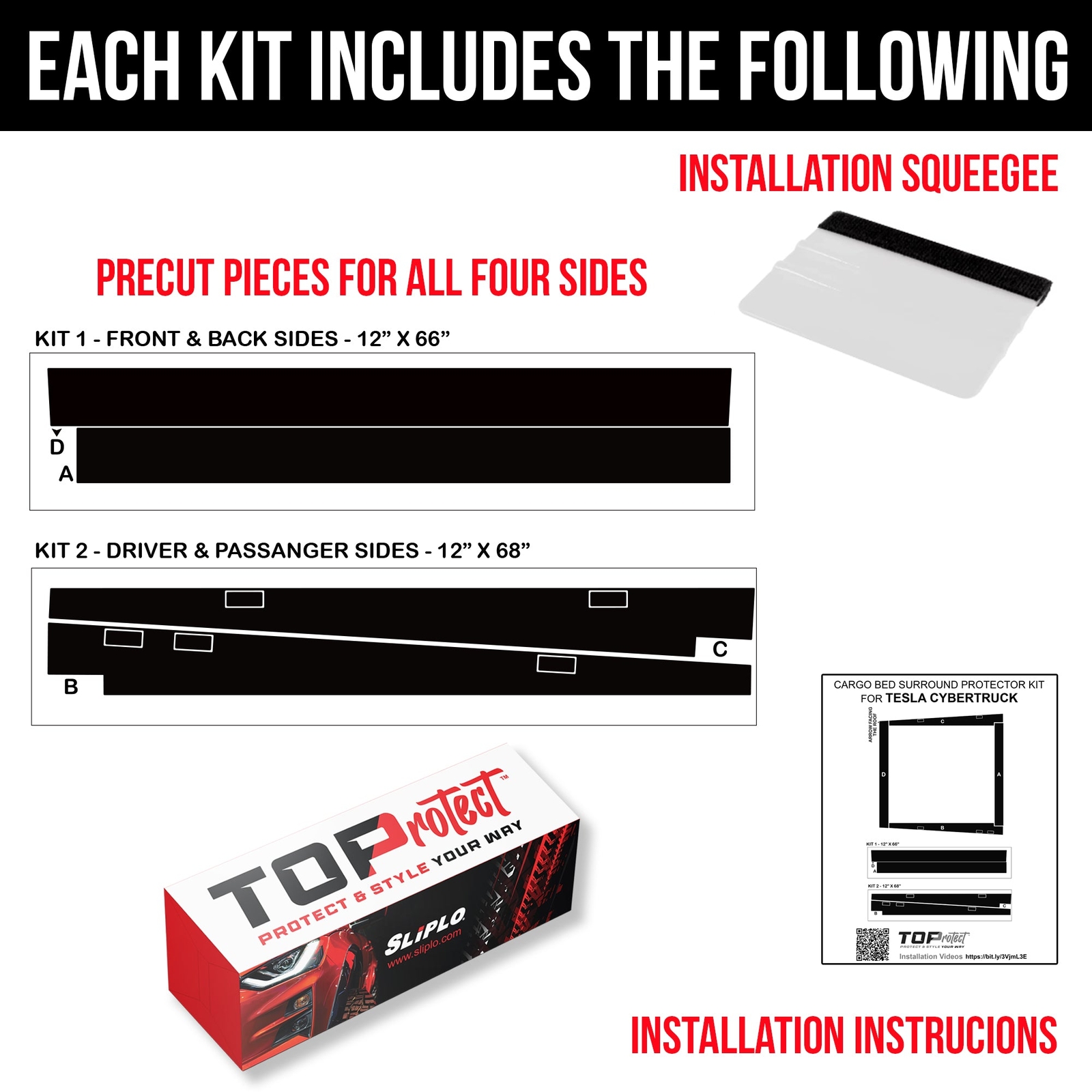 TOProtect DIY Vinyl Overlay Kit for Tesla Cybertruck Cargo Bed Surround
