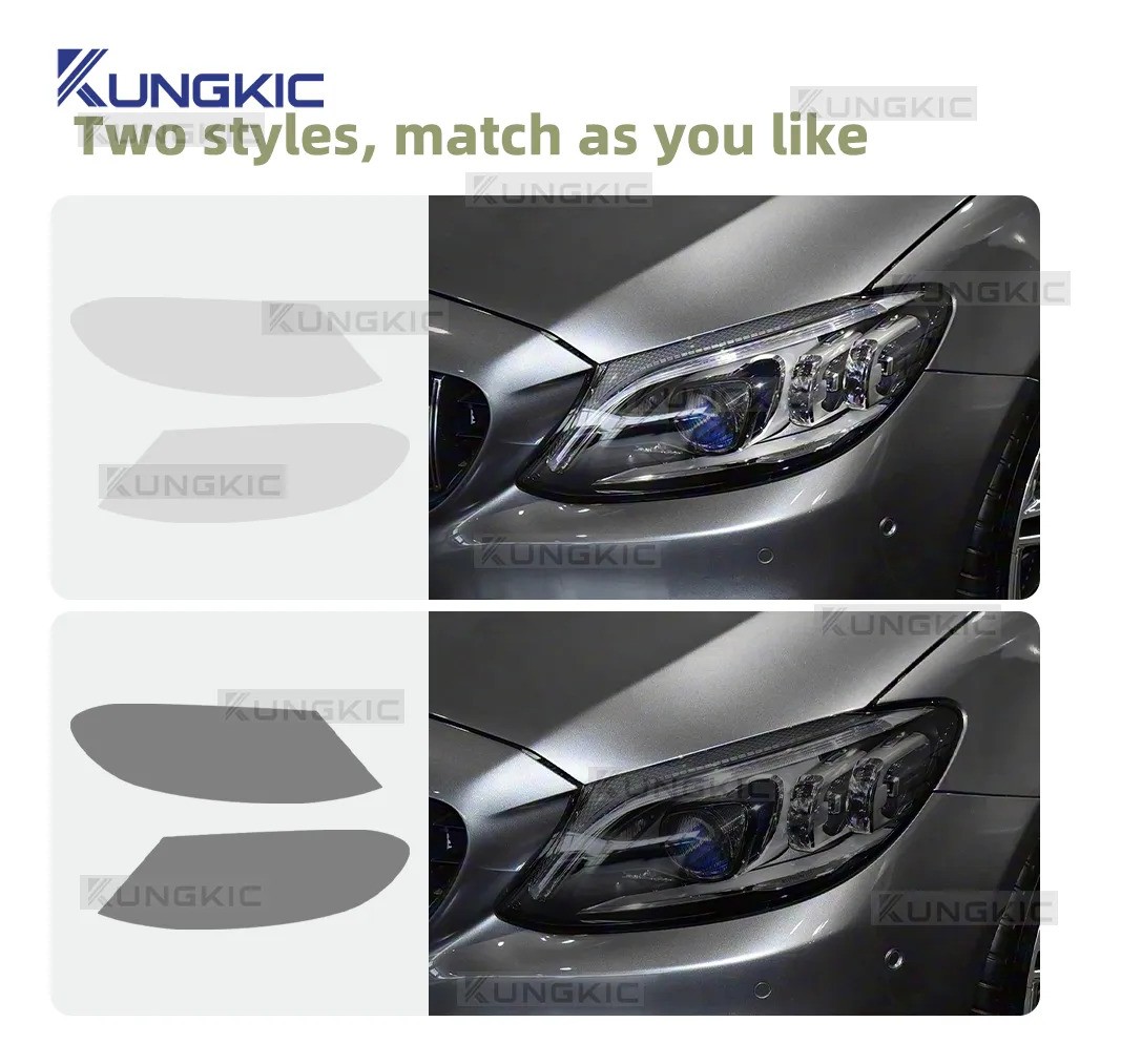 Set of 2 Smoked TPU Headlight Protection Film Fits 2015-2021 Mercedes C63