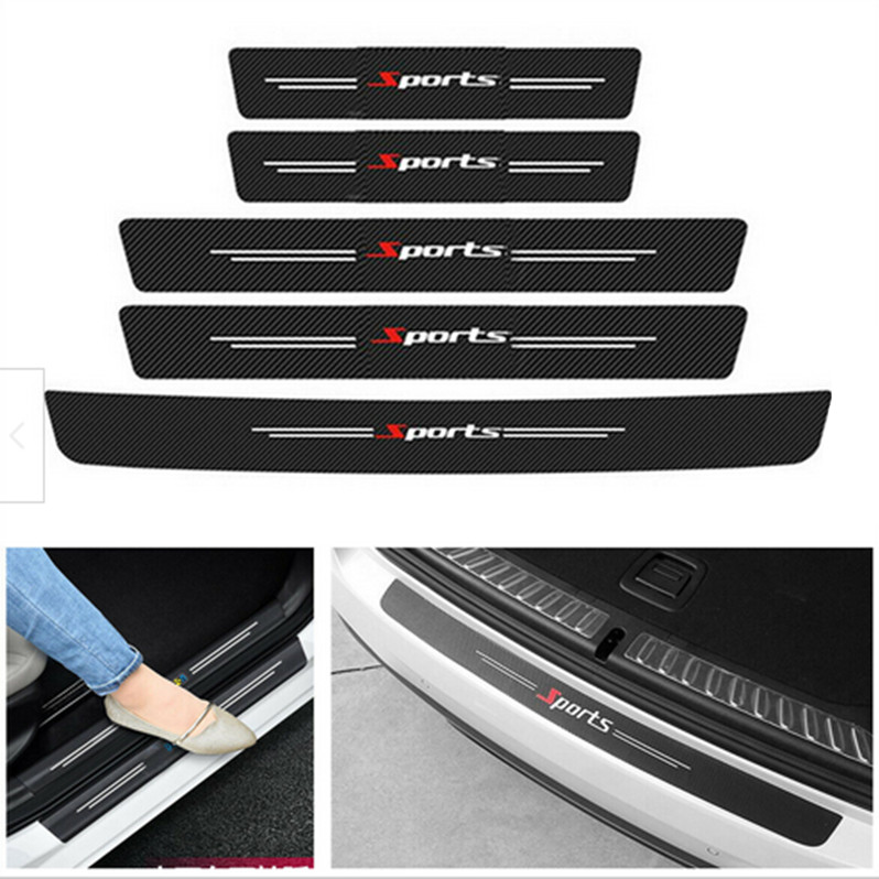Car Door Scuff Sill Cover Panel Step Trunk Protector Sticker Decal Carbon Fiber