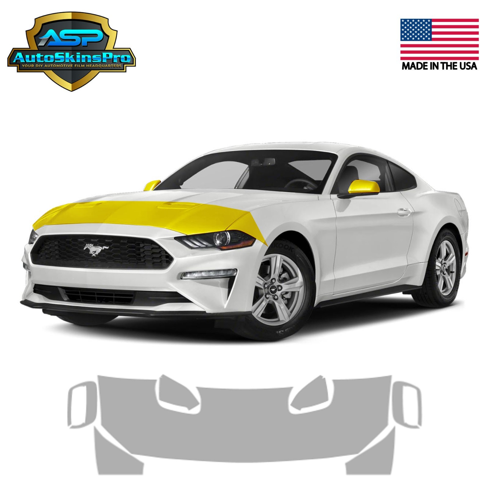 Precut Paint Protection Film for 2018-2023 Ford Mustang GT Front Hood & Fenders