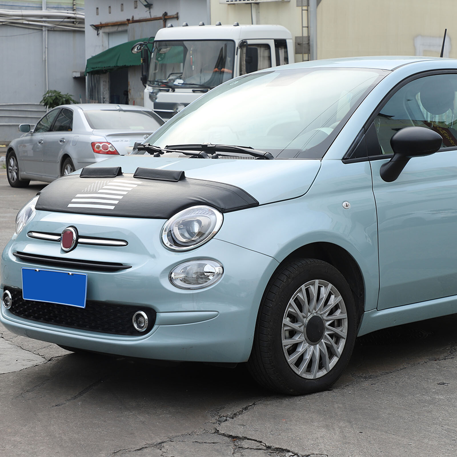 Front Bumper Lebra Car Bonnet Mask Hood Bra Fit For Fiat 500 500C 2007-24 Black