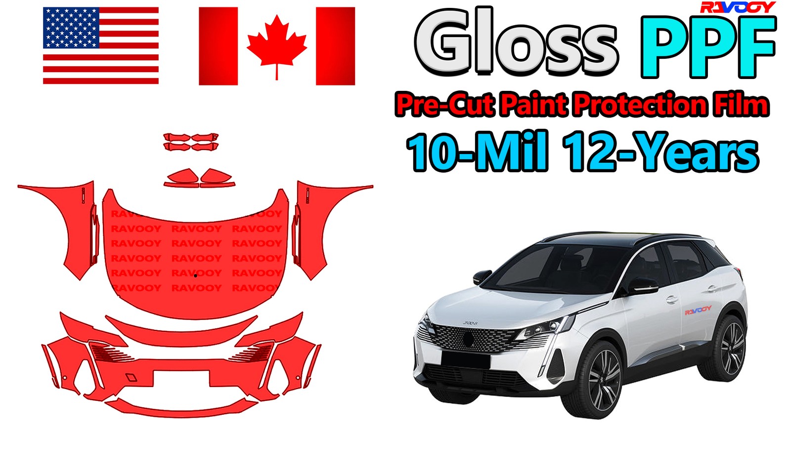 PreCut PPF Paint Protection Film For Peugeot 3008 Base 2021-2025
