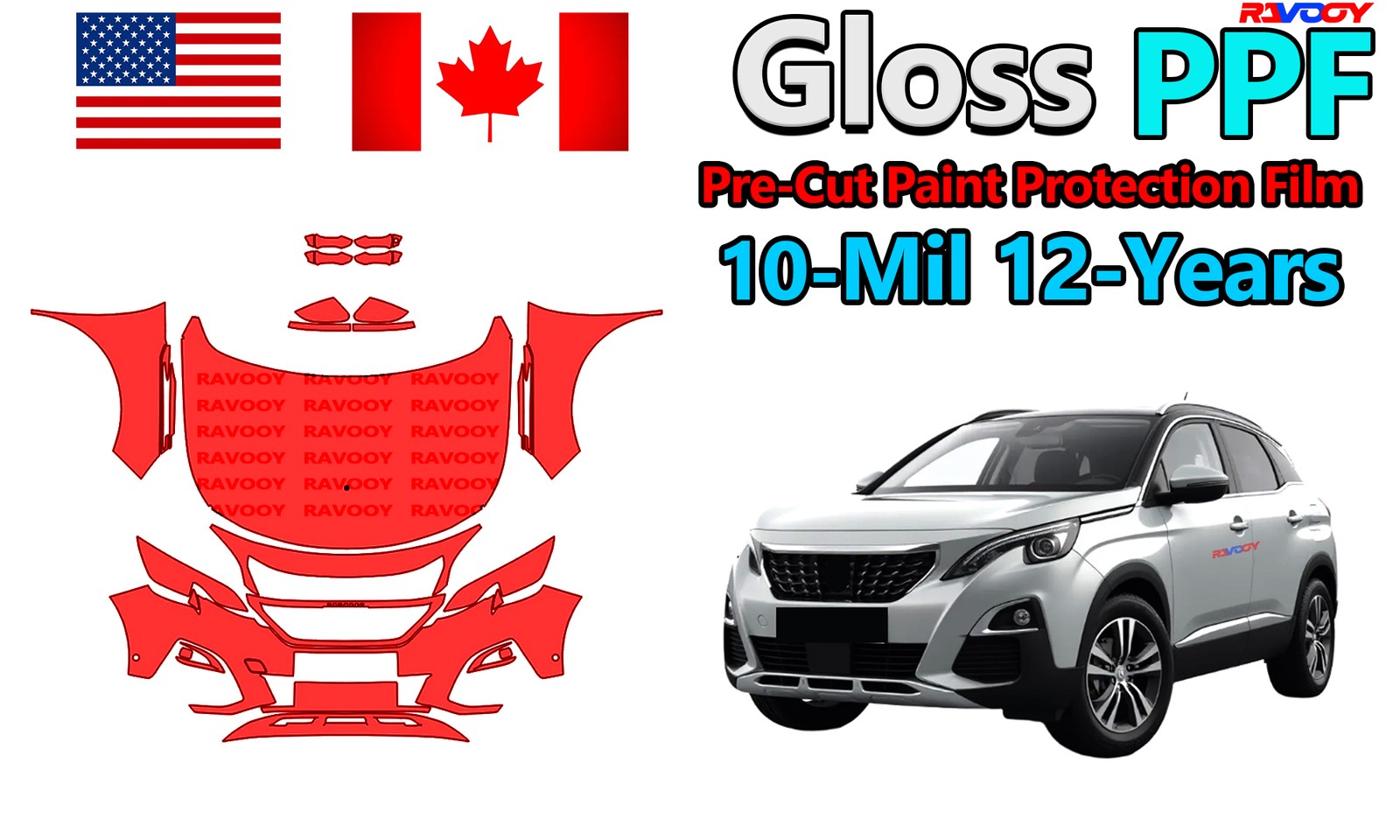 PreCut PPF Paint Protection Film For Peugeot 3008 Allure-Active 2017-2020