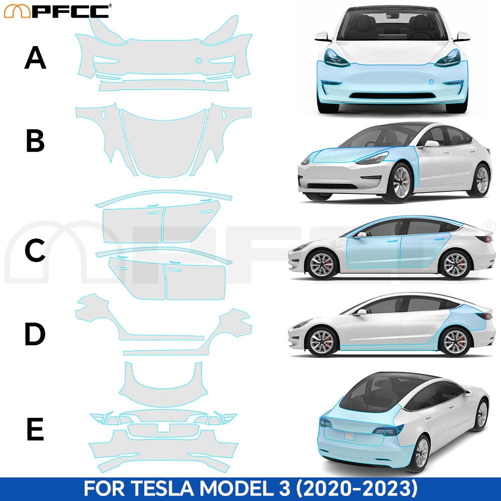 For Tesla Model 3 2020-2023 PreCut Paint Protection Film Gloss Full Car Bra PPF