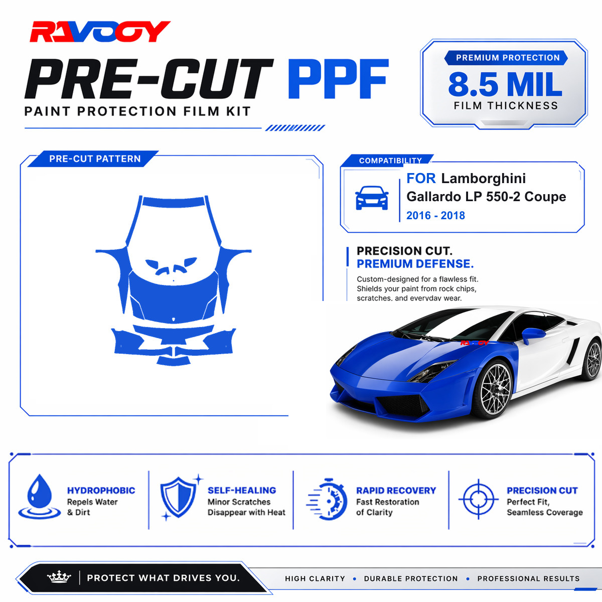 Precut PPF Clear Bra Kit For Lamborghini Gallardo LP 550-2 Coupe 2016-2018