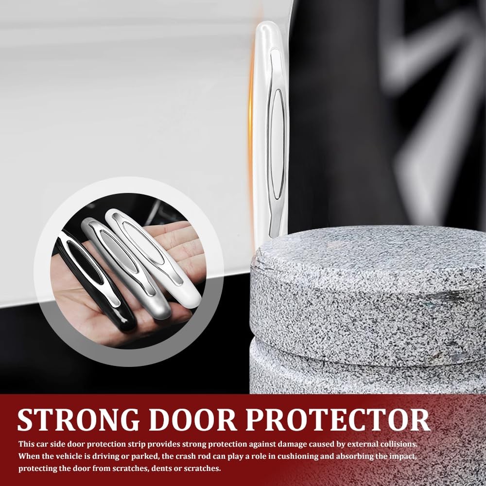 HQRNYP 4PCS Car Door Edge Guards, Metal Bumper for 4.44 inch, White