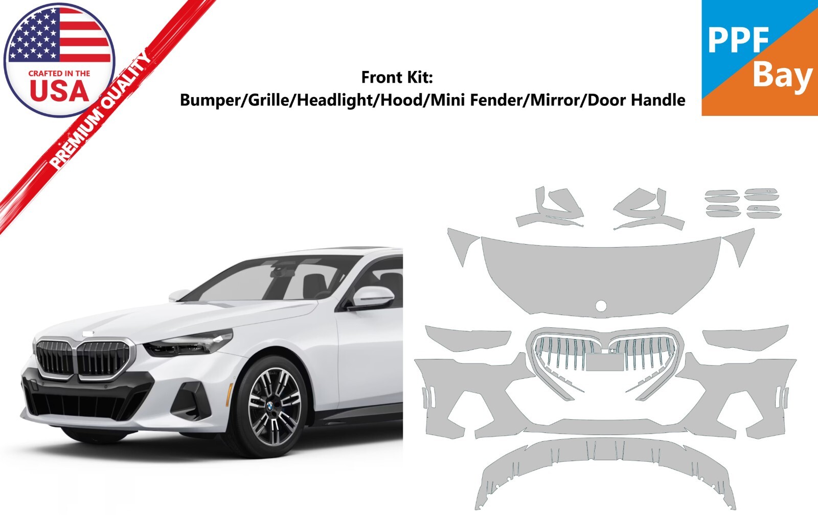 For BMW 5 Series M Sport 2024-2025 Front Paint Protection Film PreCut Kit PPF