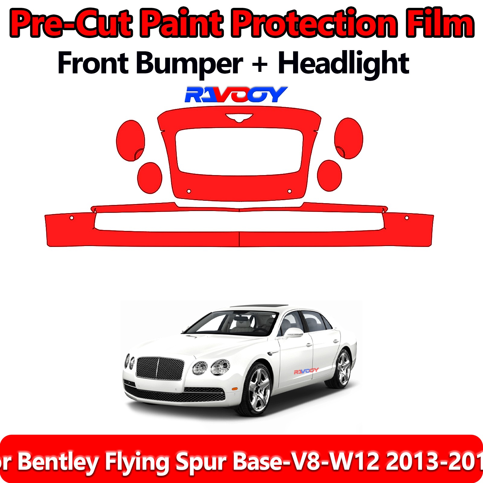 PreCut Front Bumper PPF Kit Film For Bentley Flying Spur Base-V8-W12 2013-2019