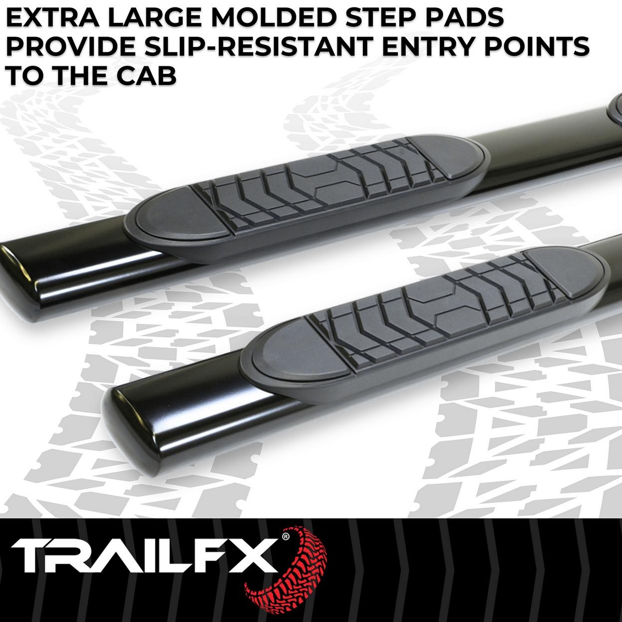 TrailFX A7056B 5 Inch Oval Straight Powder Coated Black Steel Rocker Panel Mount