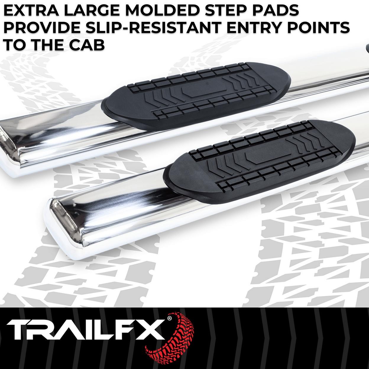 TrailFX A8249S With Step Pads 6 In Oval Straight Pol Stainless Steel With Welded