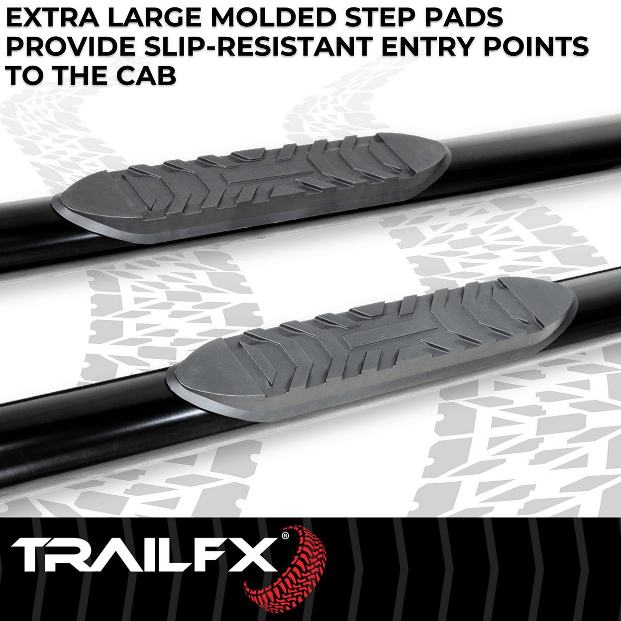TrailFX A1537B 4 Inch Oval Straight Powder Coated Black Mild Steel Rocker Panel