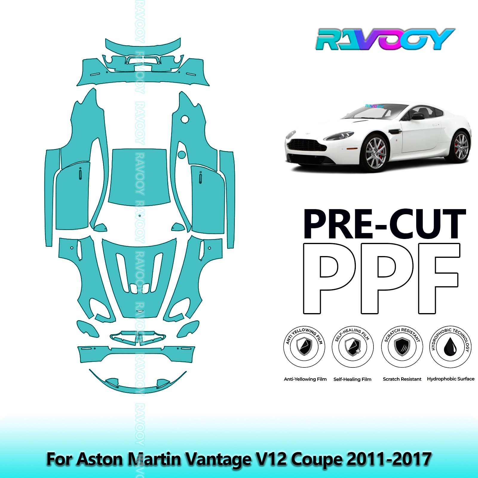 PreCut Paint Protection Film PPF For Aston Martin Vantage V12 Coupe 2011-2017