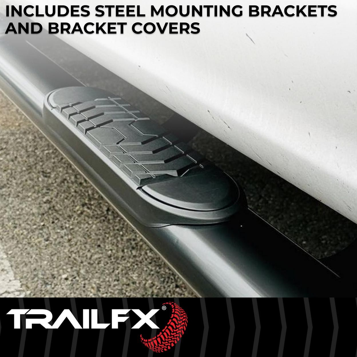 TrailFX A8244B 6 Inch Oval Straight Powder Coated Black Steel Rocker Panel Mount